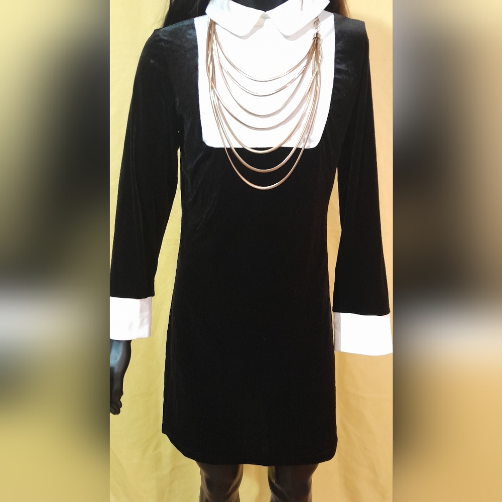 Black and White Long Sleeve Dress